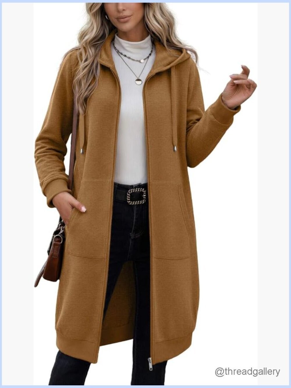 Womens Oversized Fleece Zip Up Hoodie Long Casual Jacket with Pockets
